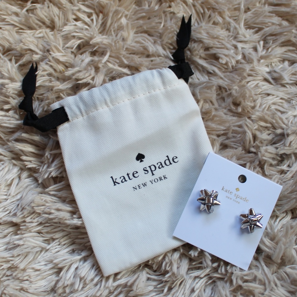 NWT Kate Spade Silver Bourgeois Bow Stud Earrings